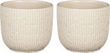 Mica Decorations - Pot/pot de fleurs - 2x pièces - céramique - blanc mat - D11/H9 cm
