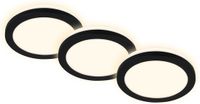 Briloner - Set de 3 spots encastrables LED pour salle de bain - noir - Ø8,4cm - IP44 - 3W - Lumière blanc chaud