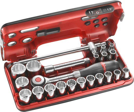Facom 22-delige compacte doos 1/2" 12-kant met ratel met draaiend heft