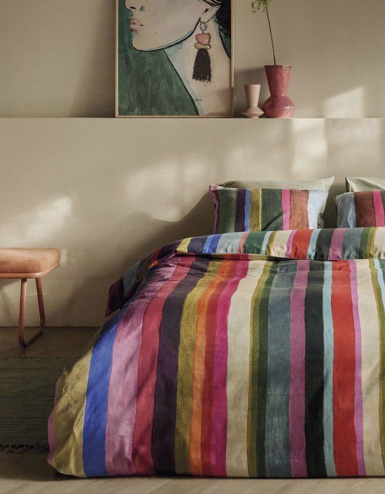 Oilily Dekbedovertrek 240x220 cm - Katoen Satijn - Gestreepte - Multikleur
