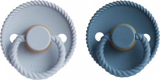 FRIGG Fopspeen Rope Ocean View/Powder Blue T1 0-6mnd (2 stuks) - Blauw