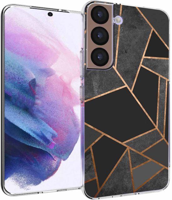 iMoshion Hoesje Samsung Galaxy S22 - Siliconen Back Cover - Zwart / Black Graphic