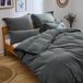 Blumtal Linge de lit, 155x220 cm, anthracite – 100% coton – 1 housse de couette + 1 taie d'oreiller 40x80 cm