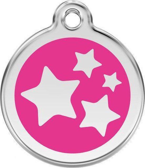 Red Dingo Hondenpenning 38 mm sterren hard roze