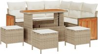 vidaXL Tuinbank Set 9-delig 8 Zitplaatsen Beige en Crèmewit