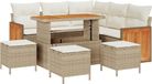 vidaXL Tuinbank Set 9-delig 8 Zitplaatsen Beige en Crèmewit
