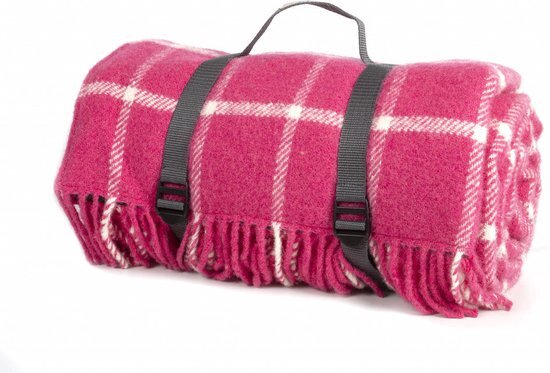 Picknickkleed Polo Geruit Roze - Wol - Waterdicht - 145x183cm - Tweedmill