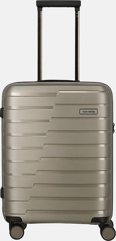 Travelite Air Base Handbagage Harde Koffer - Champagne - 55x39x20 cm - TSA Slot - 4 Wielen