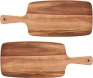 Zeller Snijplank - 2x - Acacia hout - rechthoekig - met handvat - 20 x 52 cm