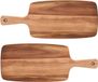 Zeller Snijplank - 2x - Acacia hout - rechthoekig - met handvat - 20 x 52 cm