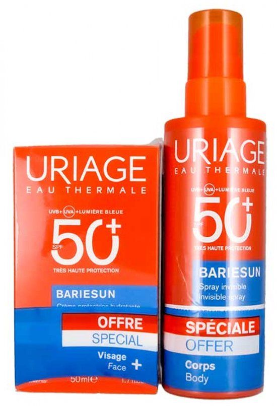 Uriage Bariésun Onzichtbare Spray Zeer Hoge Bescherming SPF50+ 200 ml + Beschermende Hydraterende Crème Zeer Hoge Bescherming SPF50+ 50 ml
