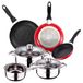 5-delige Cassel 5-delige set + set met 3 pannen Ø 16/Ø20/Ø 24 cm rood, geperst aluminium, anti-aanbaklaag, inductie