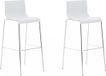 And OutdoorMatch Tabouret de bar Abdul - Set de 2 - Blanc - Chrome - Plastique