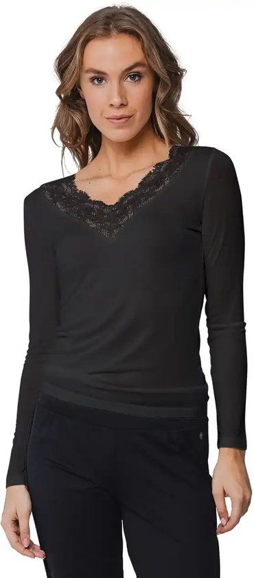Pastunette Ondershirt Premium Zwart Modal/Wol Lange Mouwen Maat L