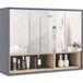 Meuble de salle de bain avec miroir, armoire murale pour toilettes avec placards à 3 portes et 8 compartiments, gris