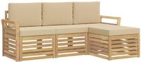 vidaXL - Buiten - bank - set - 4 - st - Wit - en - Beige - Polyester