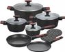 Klausberg set de cuisine en marbre de 12 pièces en noir et marron