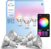 PHILIPS Essentials Philips Hue Essential Slimme LED GU10 Spotlight Bulb, Wit en gekleurd licht - 4-pack
