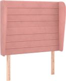 vidaXL Hoofdbord met randen fluweel roze 83x23x118/128 cm