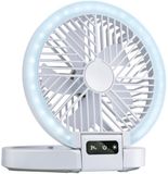 Lifetime Air Tafelventilator Oplaadbaar - Mini USB Ventilator 1200mAh - 5 Snelheden En LED Display - 21x20,5x23cm - Wit