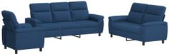 vidaXL Canapé 3 pièces Bleu Tissu