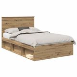 vidaXL Bedframe Ambachtelijk Eiken 120 x 200 cm Massief Grenenhout