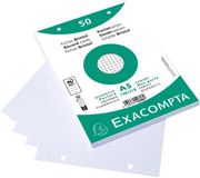 Exacompta 20x Pak 50 steekkaarten in folie - bristol geruit 5x5 geperforeerd - 148x210mm - Wit