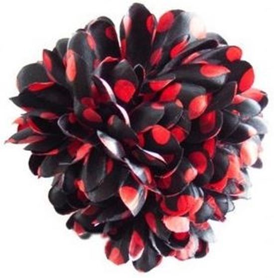 Spaansejurk NL Spaanse haarbloem zwart met rode stippen - bloem bij flamenco jurk