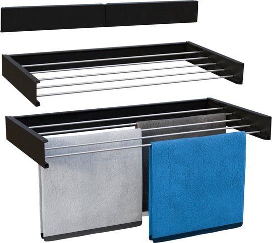 Vonia Wanddroogrek - Droogrek - Wasrek - 80 x 40 cm - Zwart