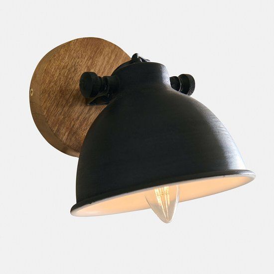 Loberon Wandlamp Ballée antiekzwart/bruin