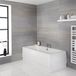 Halwell Baignoire Double Face Blanc Brillant | 180cm x 80cm | avec Panneau Avant et Panneau Latéral, Siphon de Baignoire et Ensemble Bonde et Trop-plein