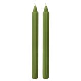 Set Doriche Set van 8 decoratieve kaarsen, olijfgroen, 8 uur brandduur, 2,2 cm diameter, 25 cm hoogte
