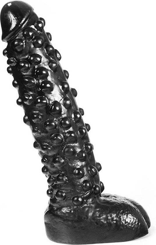 Dark Crystal Dildo met noppen - Zwart - 26.5 x 6 cm