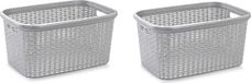 Plasticforte Panier à linge - 2 pièces - 35 litres - Argenté