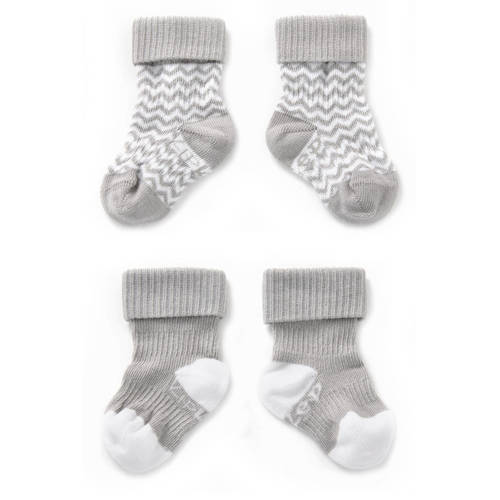 KipKep KipKep blijf-sokken 0-12 maanden - set van 2 grijs/wit