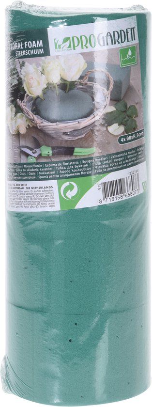 Pro Garden Steekschuim/oase - Nat - Cilinder - D8 x H5 cm - Groen - 4 Stuks