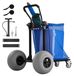 VEVOR strandkar met ballonbanden (30 cm), opvouwbare strandtrolley met 180° verstelbare handgreep, pomp en aluminium frame, handkar (draagvermogen 75 kg), strandkar ideaal voor kamperen, vissen en tuinieren.