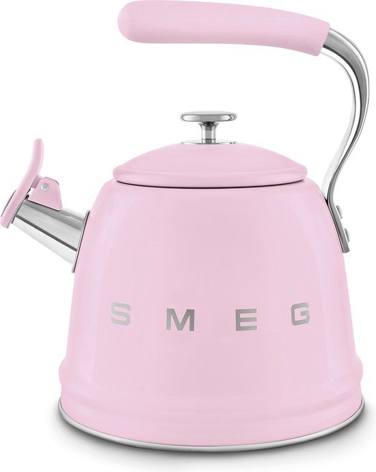 SMEG WKF01PK Fluitketel - Waterketel voor Inductie - 2,3 Liter - RVS - Geschikt voor Alle Warmtebronnen - 10 Kopjes - '50s Style - Roze