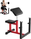 VEVOR Preacher Curl Bench Verstelbare Biceps Machine Halterstang Apparatuur 200kg, Rood-Zwart