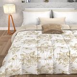 PETTI Artigiani Italiani - Winterdekbed, winterdekbed, dubbelzijdig, effen en digitale print, Botanic Taupe, 100% anti-allergische microvezel, gemaakt in Italië