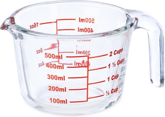Relaxdays Hittebestendige glazen maatbeker 500 ml