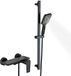 Unyqoos® Robinet de bain moderne noir avec douchette et barre de douche réglable