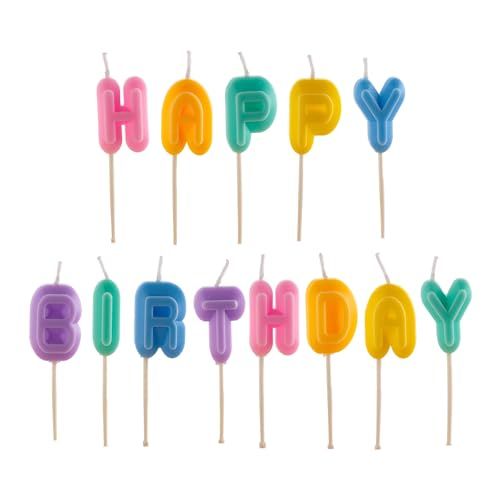 dekora - Happy Birthday Verjaardagskaarsen Multicolor 8 cm voor Taart