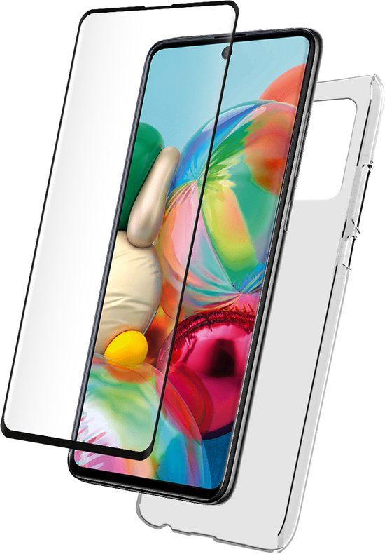 Bigben Connected, Hoesje geschikt voor Samsung Galaxy A71 - TPU Anti-Shock Set met 9H Tempered Glass, Transparant