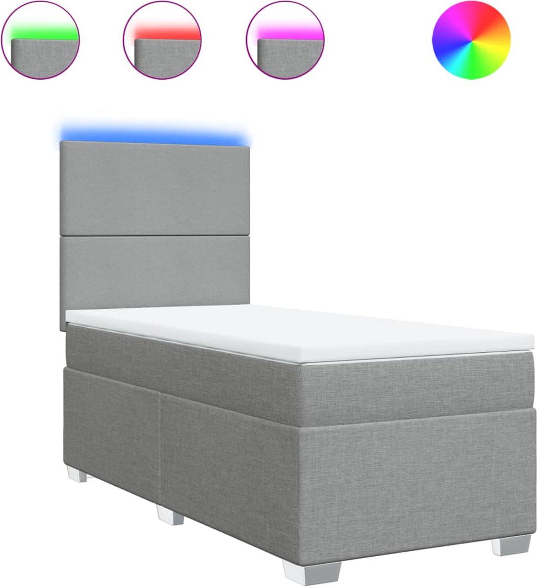 vidaXL Boxspring Bed - 90x190 cm - Lichtgrijs - Stof