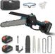 StarTech [Brand] Mini kettingzaag - Accu-kettingzaag - 20 cm zaagblad - 950 W motor - 2 accu's - Geschikt voor het snoeien van hout/takken - Rood