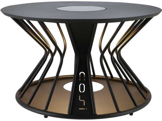 Cosi Cosilumia Round Black – Salontafel met Lantaarn – Ø 70 x 41 cm - Oplaadbaar (Zonnepaneel & USB-C)