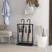 Parapluie stand with removable drip tray, 21 openings and 24 hooks, steel, black