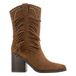 Graceland suèdelook cowboy boots met blokhak en studs - bruin