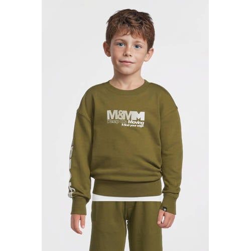 Me & My Monkey sweater met printopdruk khaki